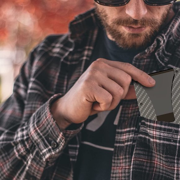 ✨✨BRAND NEW Mens Slim Wallet Minimalist RFID Blocking Money Clip Carbon … - Picture 6 of 8